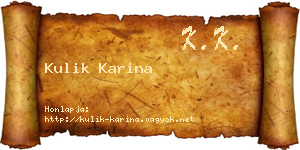 Kulik Karina névjegykártya
